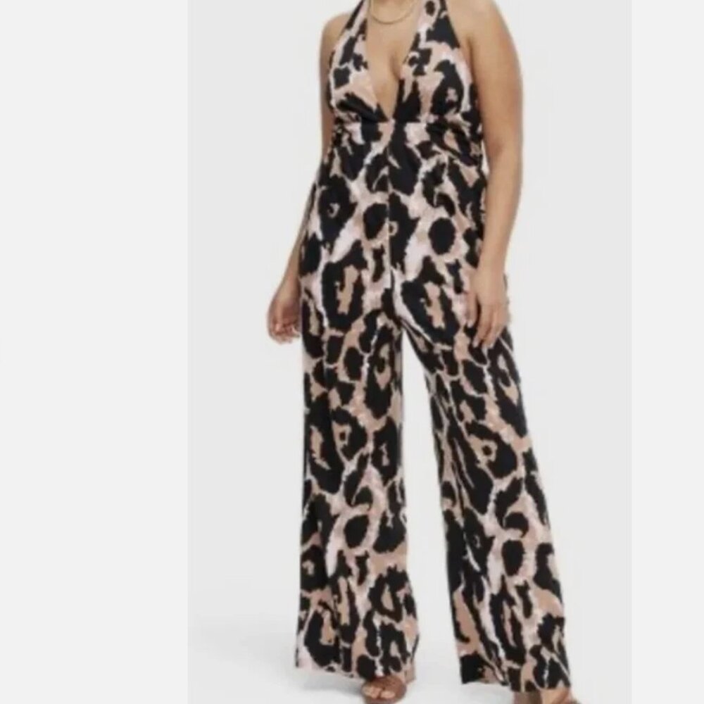 *NWT* size L Halter Leopard Jumpsuit Diane von Furstenberg for Target